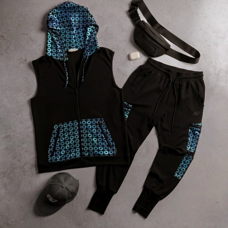 Signal Festival Outfit // Vest + Jogger + Cap - Flat Lay