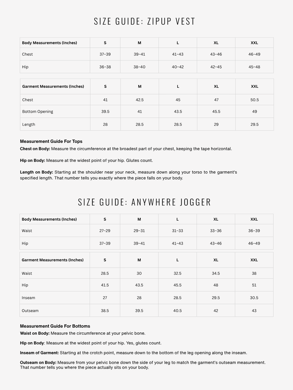 Size Chart