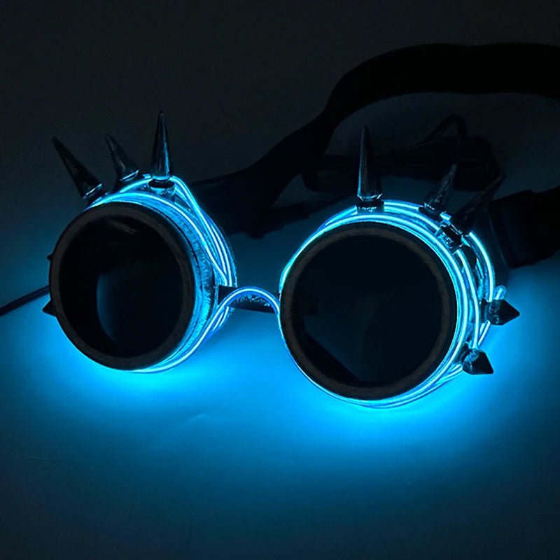 Blue LED Light Up Spiked Goggles - ACES WILDER