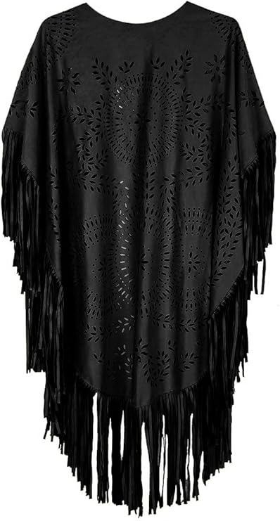 Halcón Black Fringe Cape - ACES WILDER