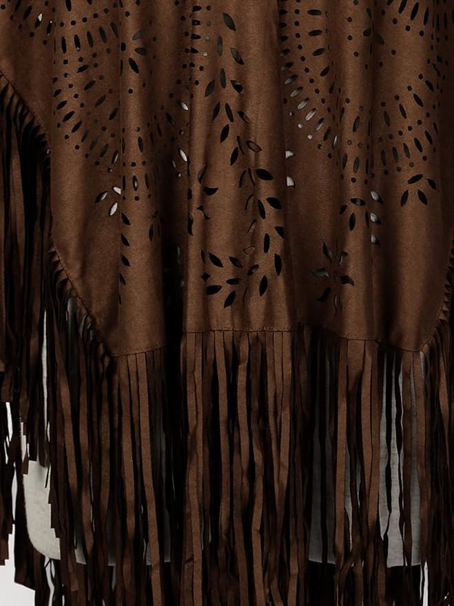 Halcón Brown Fringe Cape - ACES WILDER