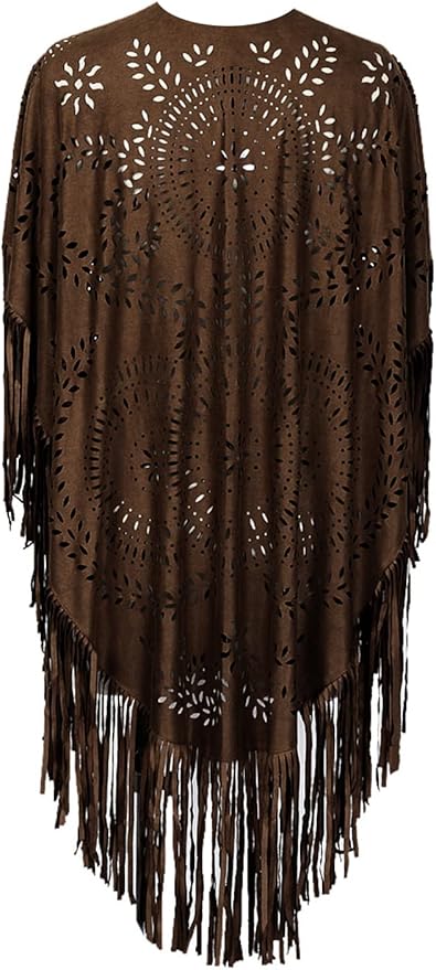 Halcón Brown Fringe Cape - ACES WILDER