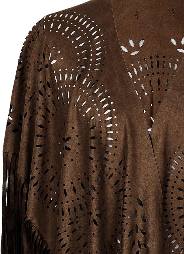 Halcón Brown Fringe Cape - ACES WILDER