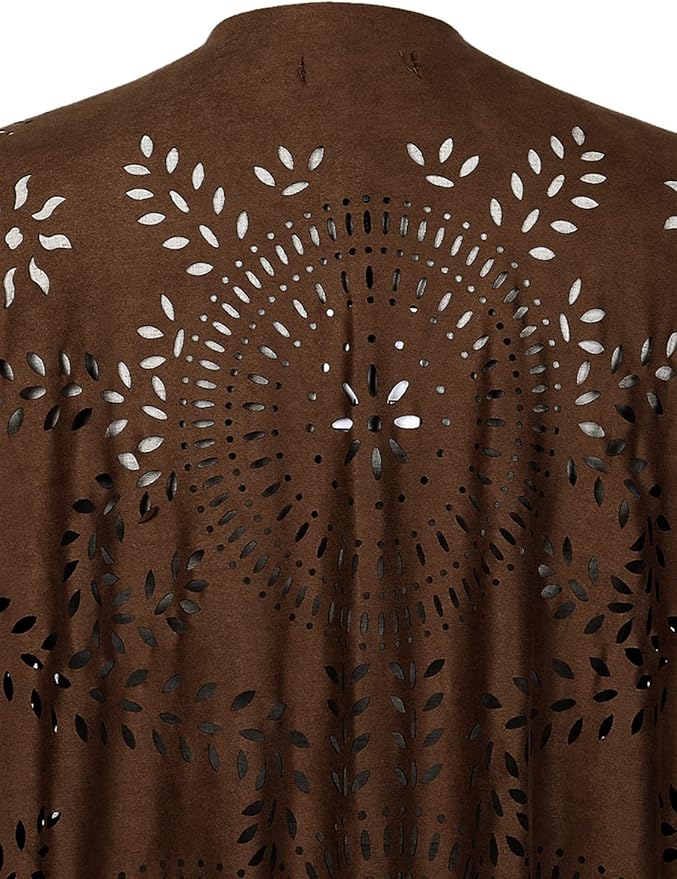 Halcón Brown Fringe Cape - ACES WILDER