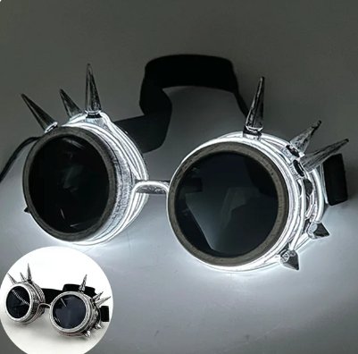 White LED Light Up Spiked Goggles - ACES WILDER