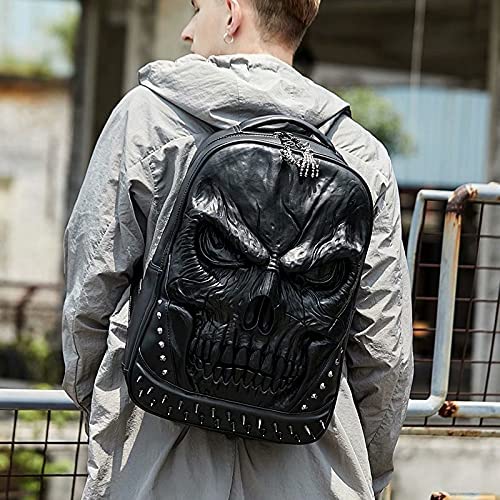 Men's 3D Skull Faux Leather Backpack
