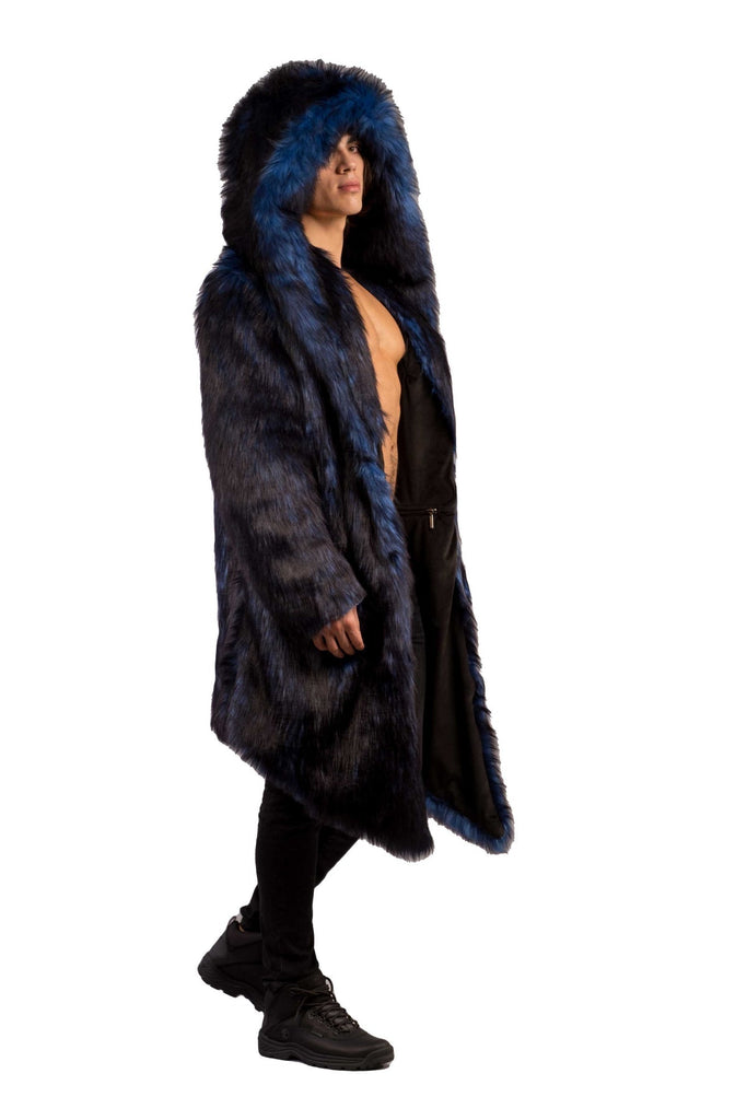 Aegean- Blue Faux Fur Coat - Aces Wilder