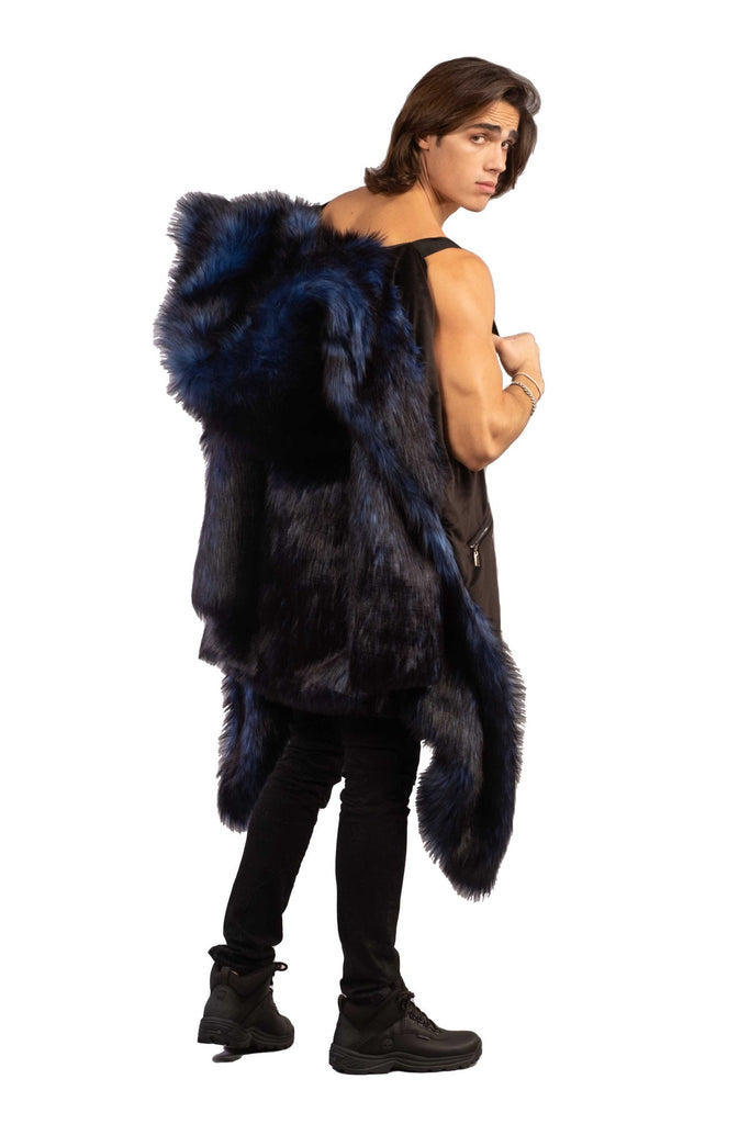 Aegean- Blue Faux Fur Coat - Aces Wilder