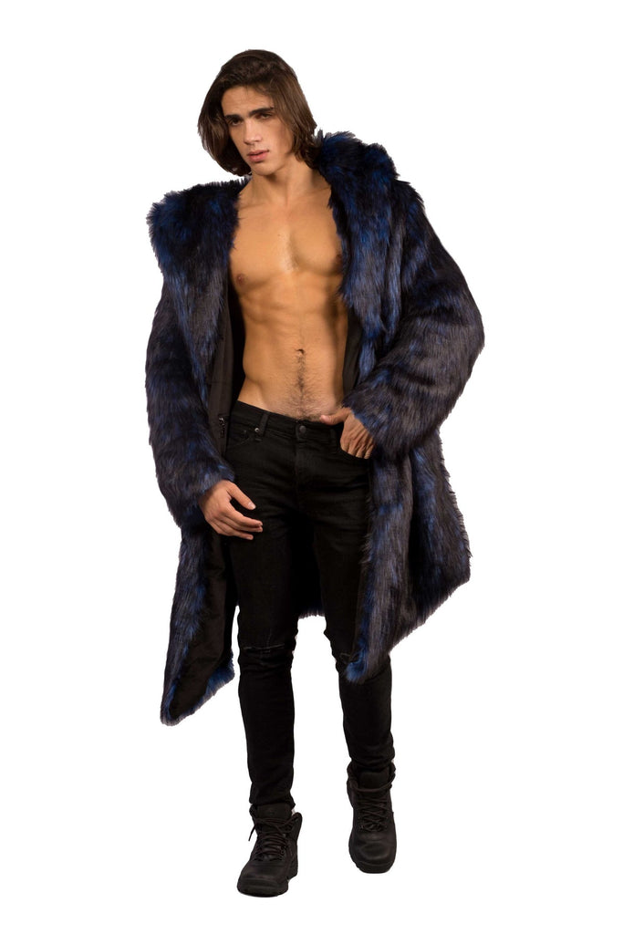 Aegean- Blue Faux Fur Coat - Aces Wilder