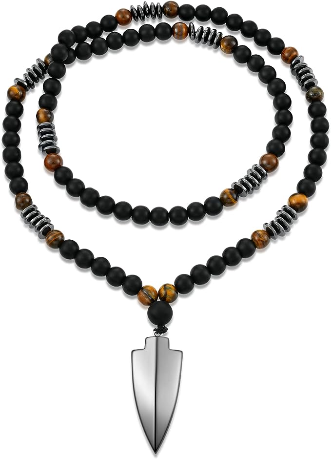 Arrowhead Onyx Beaded Mala Necklace - Aces Wilder