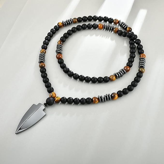 Arrowhead Onyx Beaded Mala Necklace - Aces Wilder