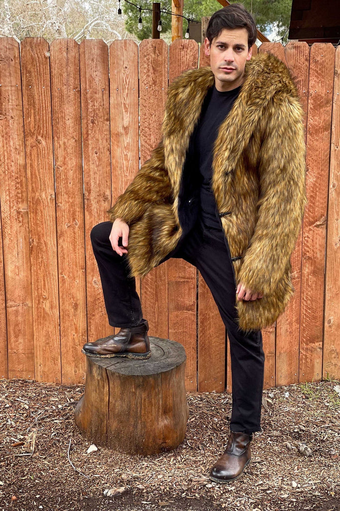 Atticus- Golden Faux Fur Coat - Aces Wilder