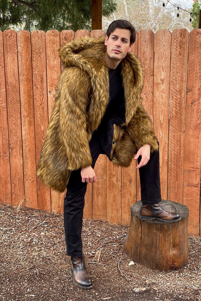 Atticus- Golden Faux Fur Coat - Aces Wilder