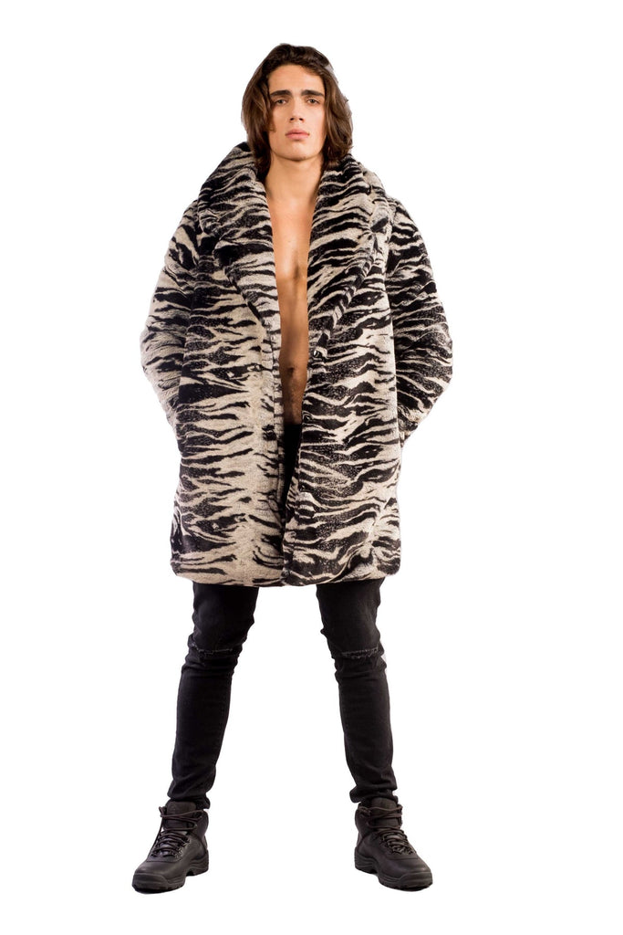 Bacchus- Tiger Print Faux Fur Coat - Aces Wilder