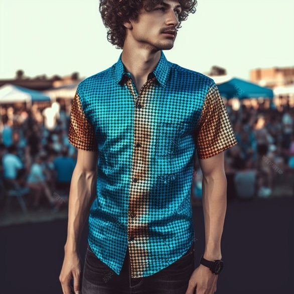 Benji Blue Disco Short Sleeve Button Up - Aces Wilder