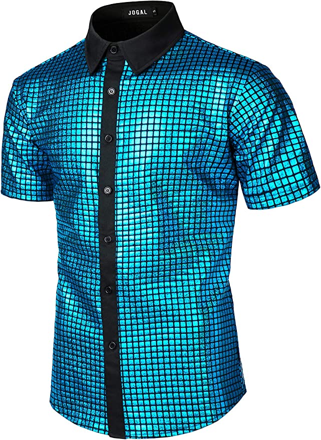 Benji Blue Disco Short Sleeve Button Up - Aces Wilder