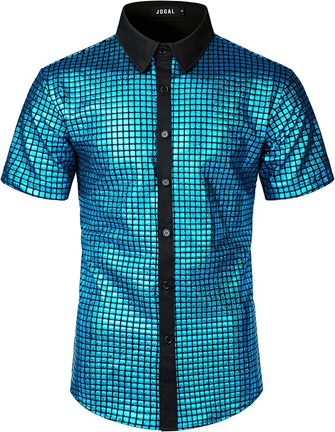 Benji Blue Disco Short Sleeve Button Up - Aces Wilder