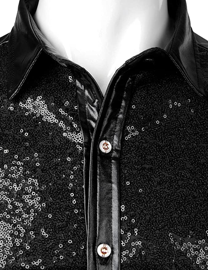 Billie Black Sequined Button Up - Aces Wilder