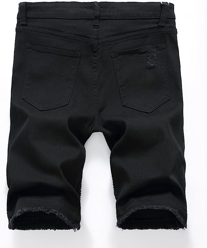 Black Distressed Denim Shorts - Aces Wilder