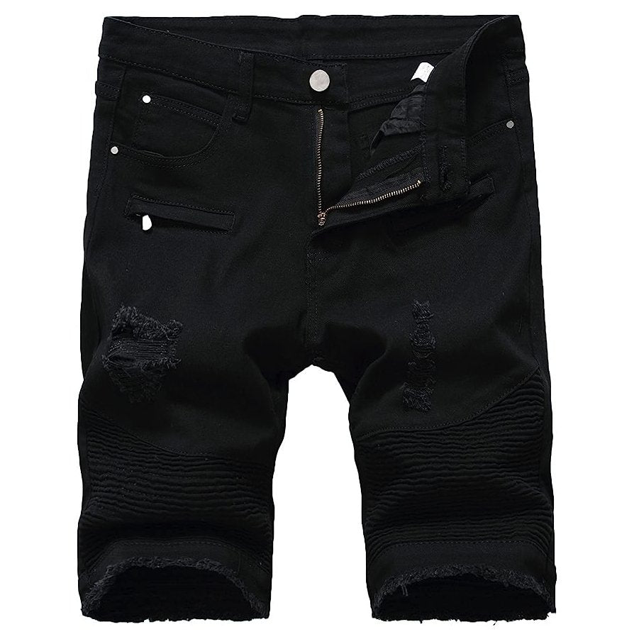 Black Distressed Denim Shorts - Aces Wilder