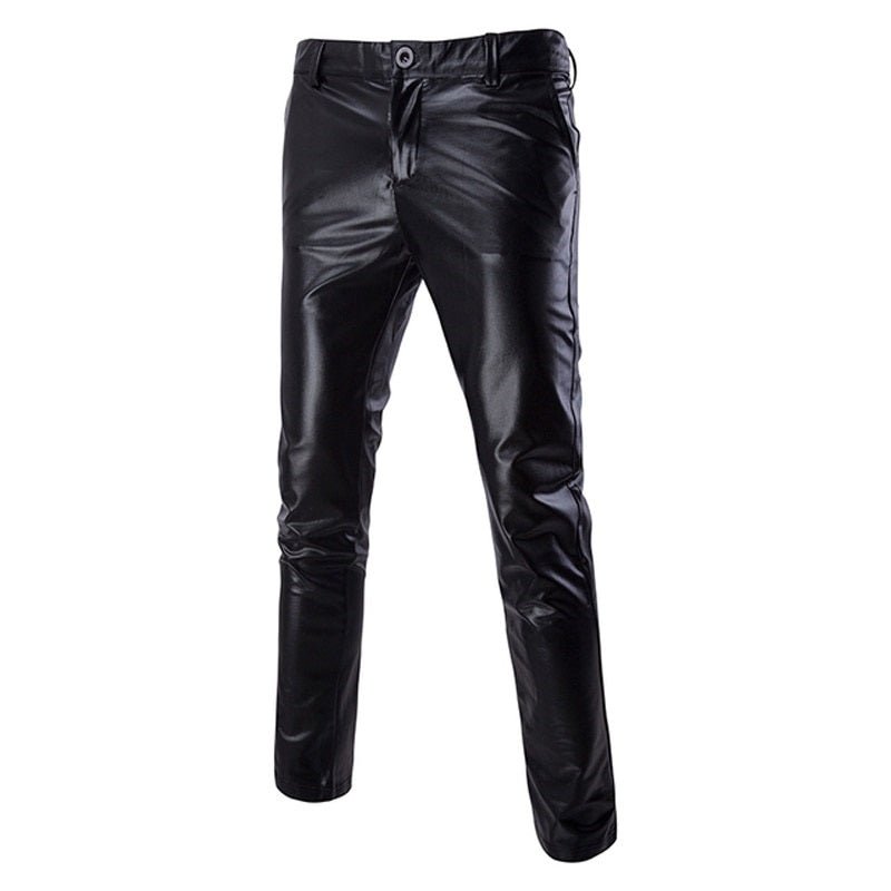 Black Pleather Trouser Pants - Aces Wilder