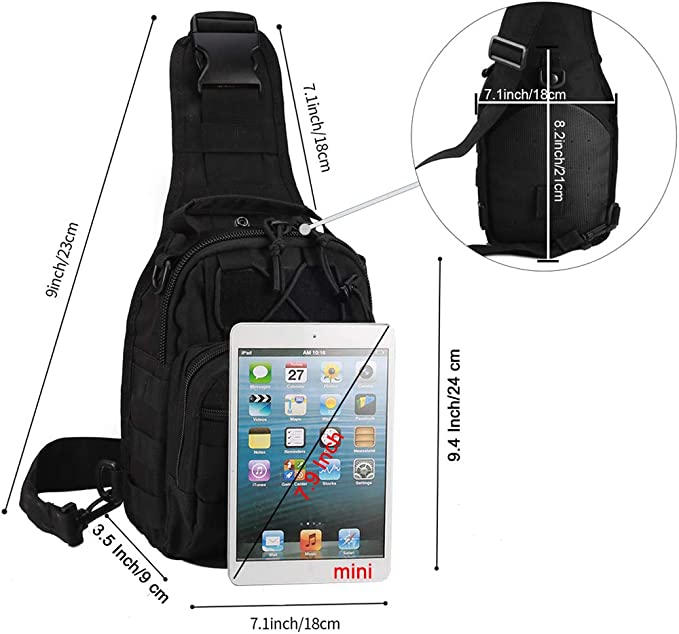 Men's Black Tactical Cross Body Sling Bag Aces Wilder ACES WILDER