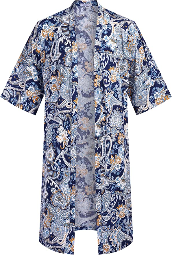 Blue Paisley Patterned Kimono - Aces Wilder