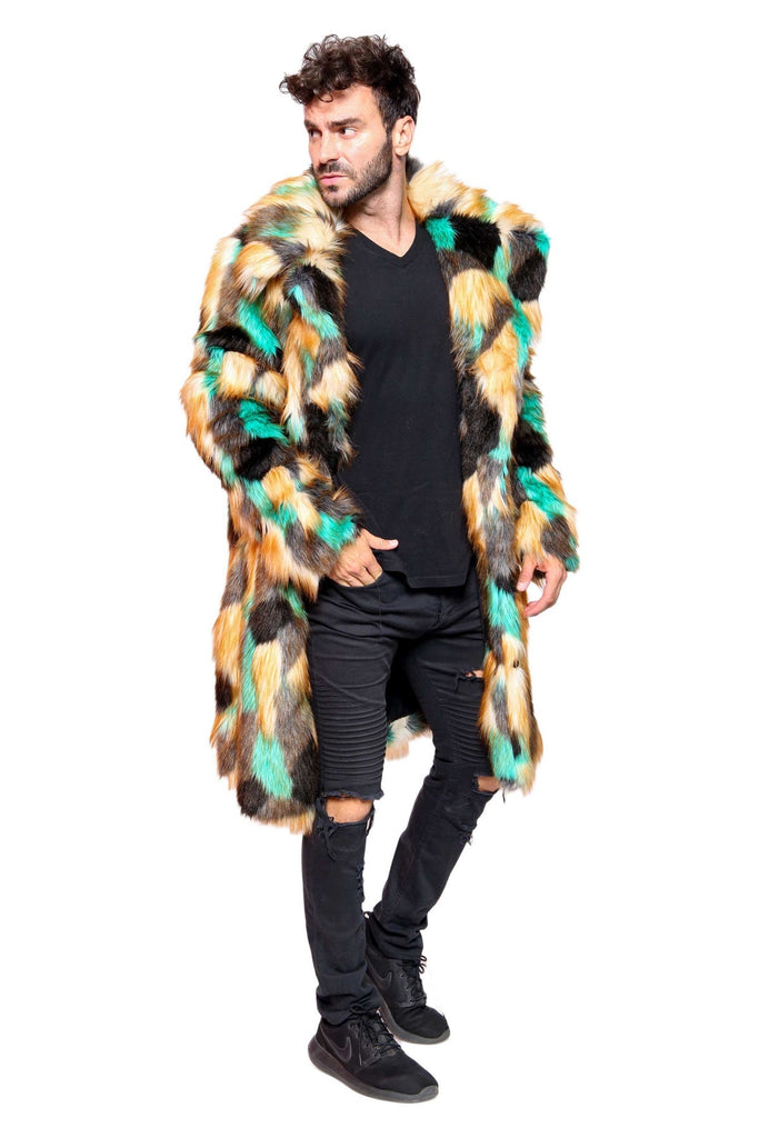 Cowabunga - Green Patched Faux Fur Coat - Aces Wilder