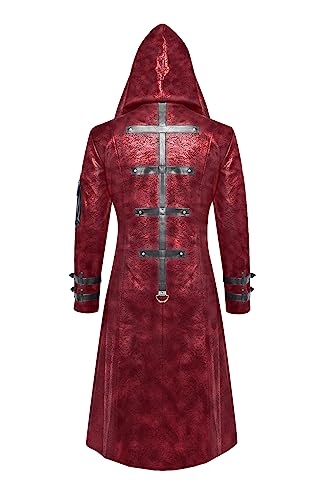 Cyrus Faux Leather Hooded Frock Coat - ACES WILDER