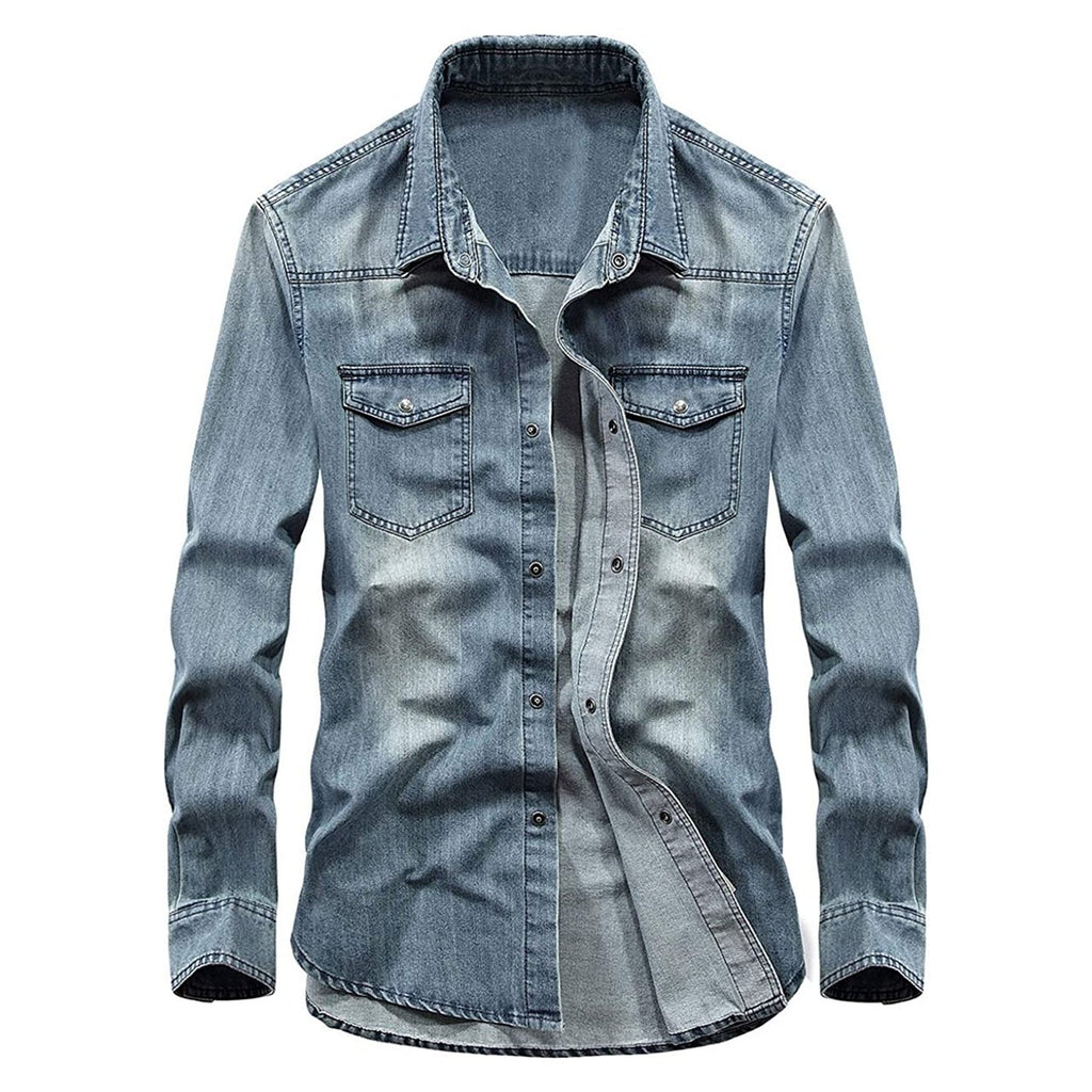 Denim Long Sleeve Button Down - Aces Wilder