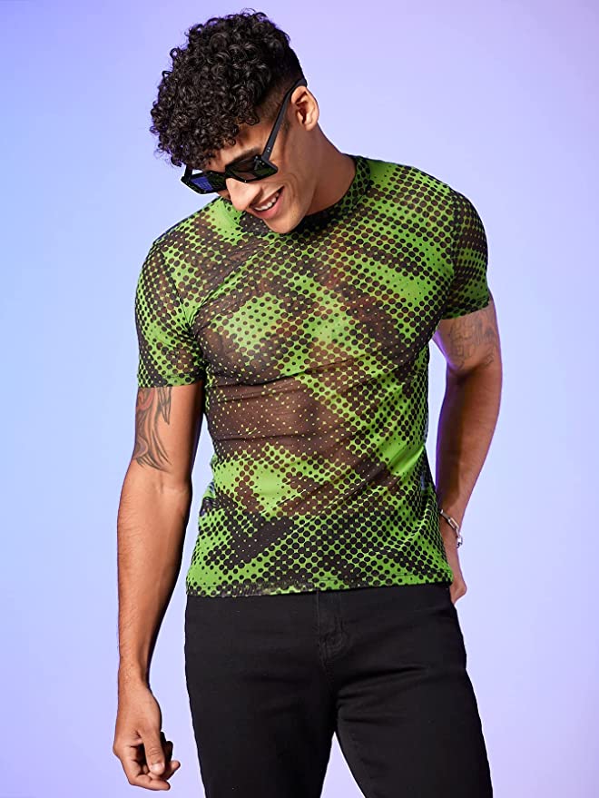 Diode Green Sheer Short Sleeve Top - Aces Wilder