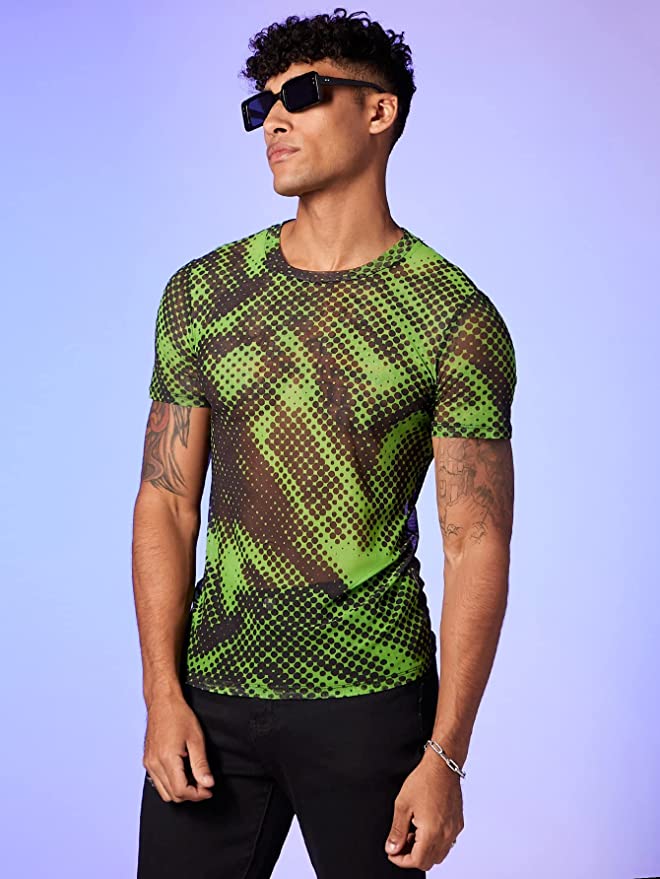 Diode Green Sheer Short Sleeve Top - Aces Wilder