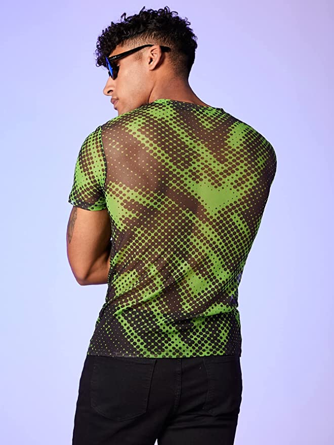 Diode Green Sheer Short Sleeve Top - Aces Wilder