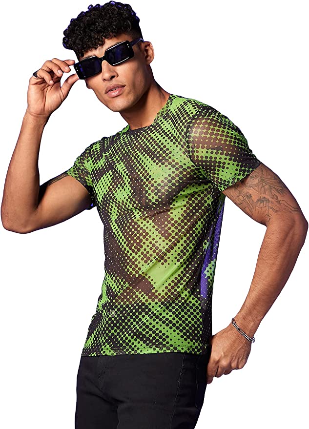 Diode Green Sheer Short Sleeve Top - Aces Wilder