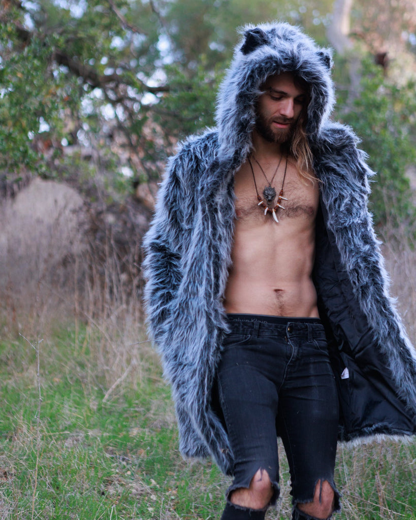 Direwolf Grey Faux Fur Coat - Aces Wilder