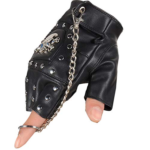 Eren Studded Biker Gloves with Chain - ACES WILDER