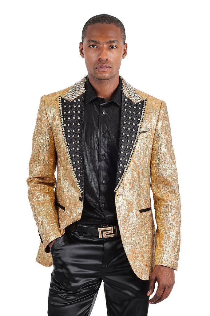 Jerome Gold Blazer with Accented Lapel - ACES WILDER