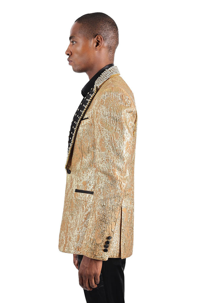 Jerome Gold Blazer with Accented Lapel - ACES WILDER