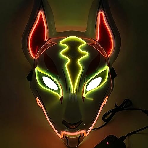 Jinko Japanese Orange Fox Demon LED Mask - ACES WILDER