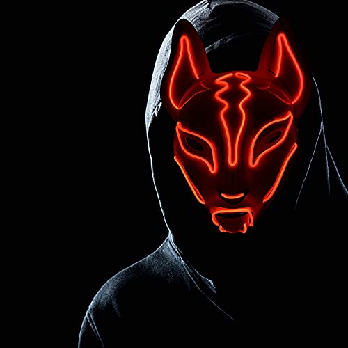 Jinko Japanese Red Fox Demon LED Mask - ACES WILDER