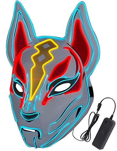 Jinko Japanese Red Fox Demon LED Mask - ACES WILDER