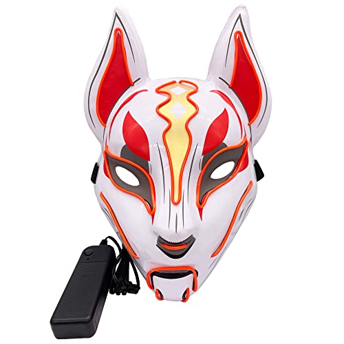 Jinko Japanese Red Fox Demon LED Mask - ACES WILDER