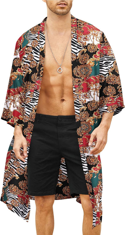 Kado Red Patterned Kimono