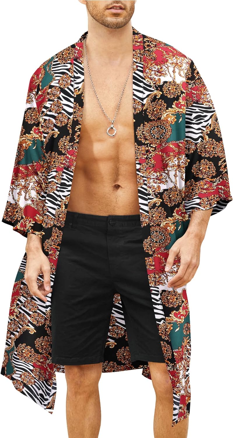 Kado Red Patterned Kimono - ACES WILDER