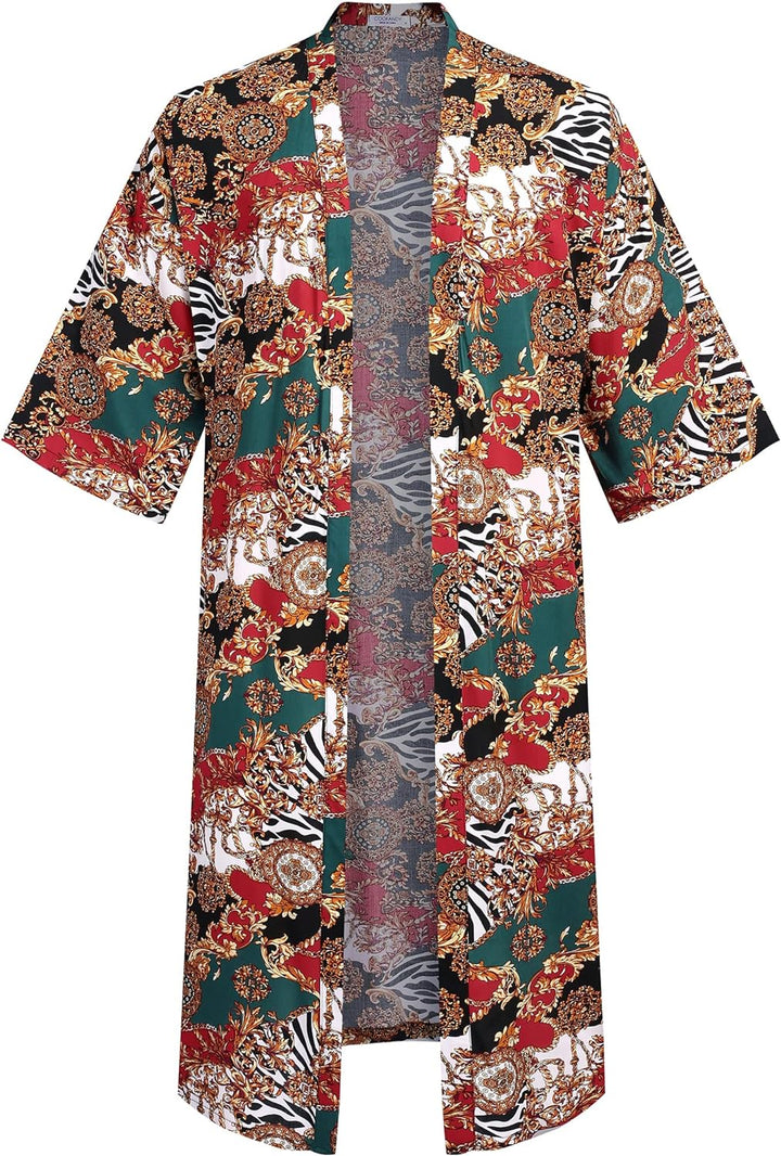Kado Red Patterned Kimono - ACES WILDER