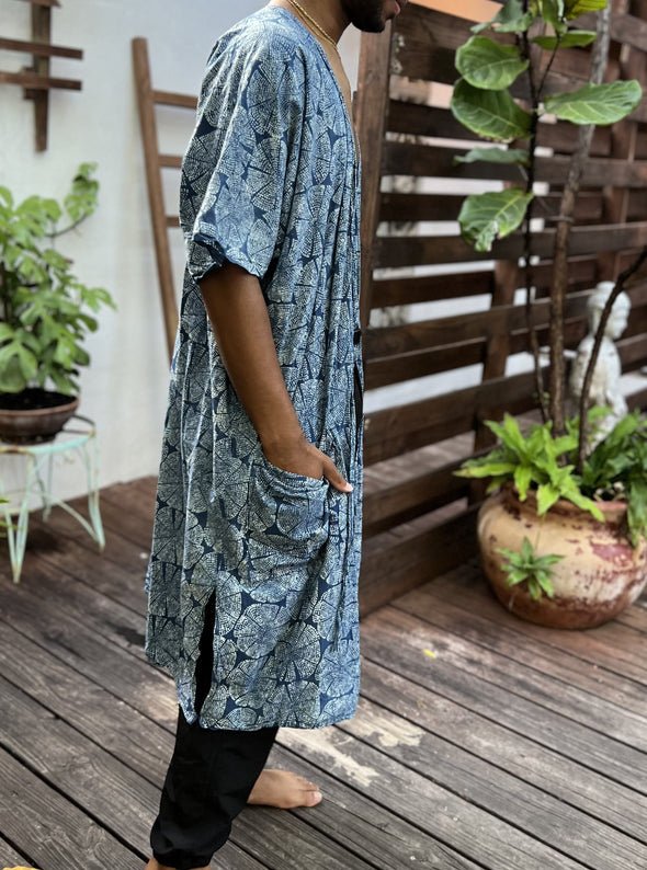 Khatri Blue Patterned Kimono - ACES WILDER