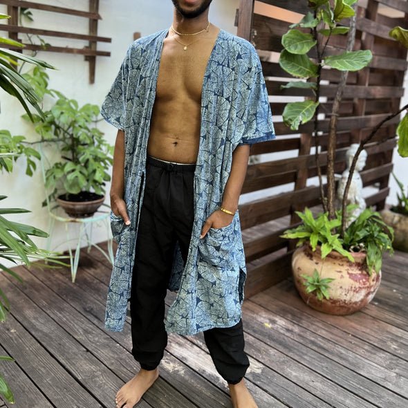 Khatri Blue Patterned Kimono - ACES WILDER