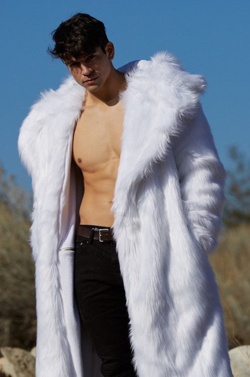 Kunik - White Long Faux Fur Coat - Aces Wilder