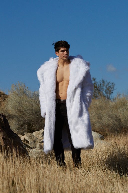 Kunik - White Long Faux Fur Coat - Aces Wilder