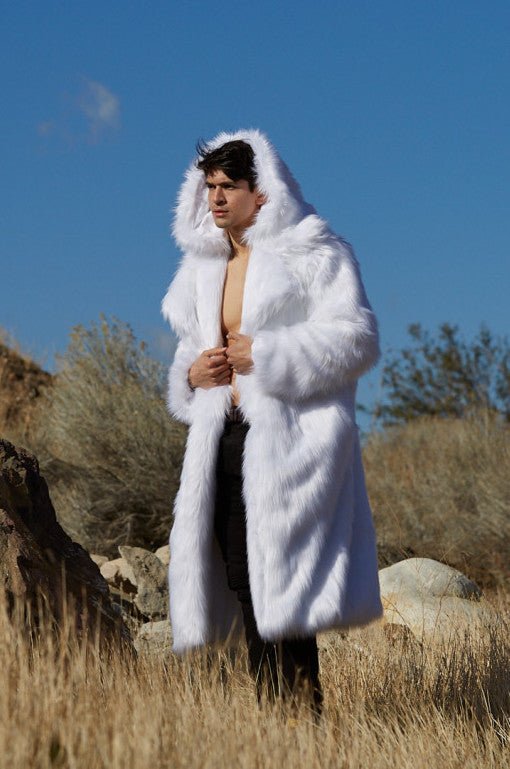 Kunik - White Long Faux Fur Coat - Aces Wilder